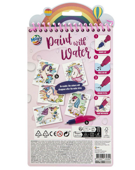 Livro de pintar com caneta de água - Unicornio
