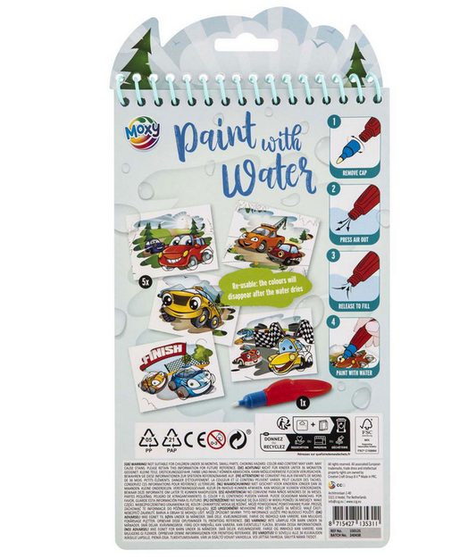 Livro de pintar com caneta de água - Veiculos