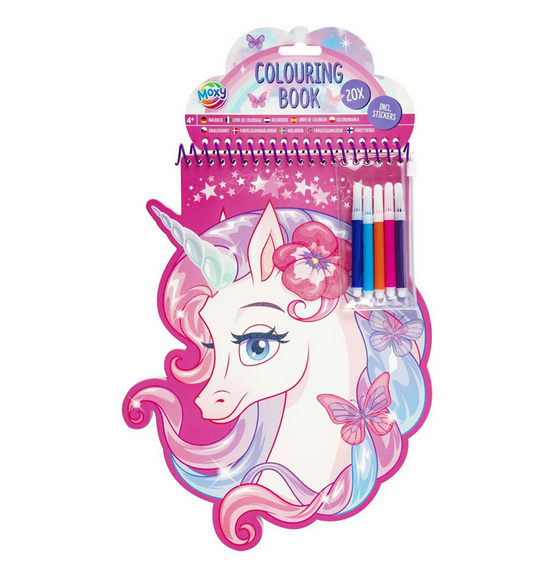 Livro de colorir com 5 marcadores - Unicornio