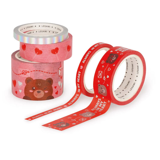 Conjunto de 5 fitas adesivas decorativas em papel - Urso
