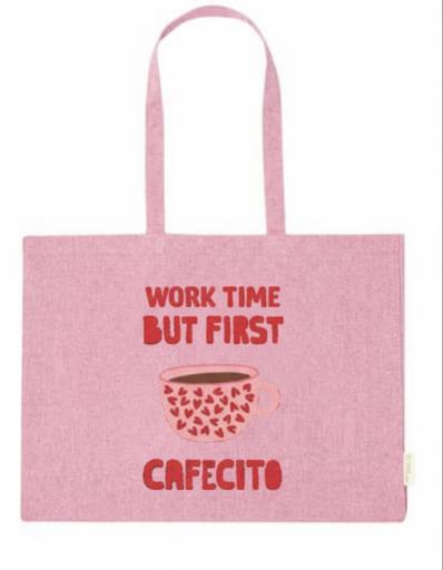 Tote Bag L - Work Time But First Cafecito