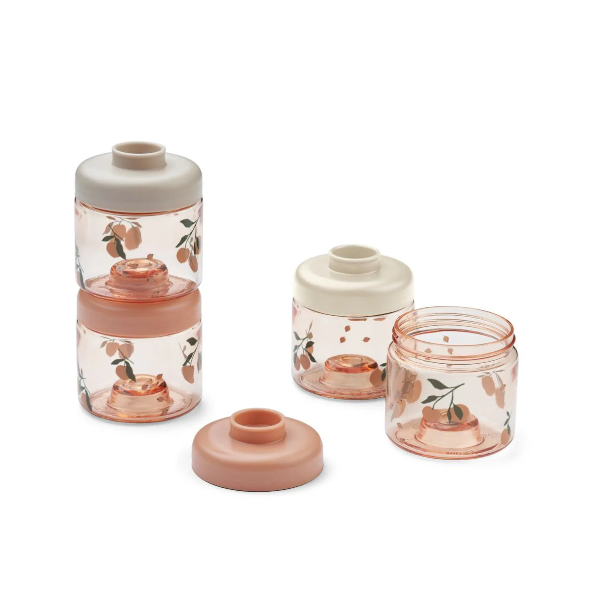 Pack 4 caixas de comida p/bebes Dominique - Peach/Sea shell