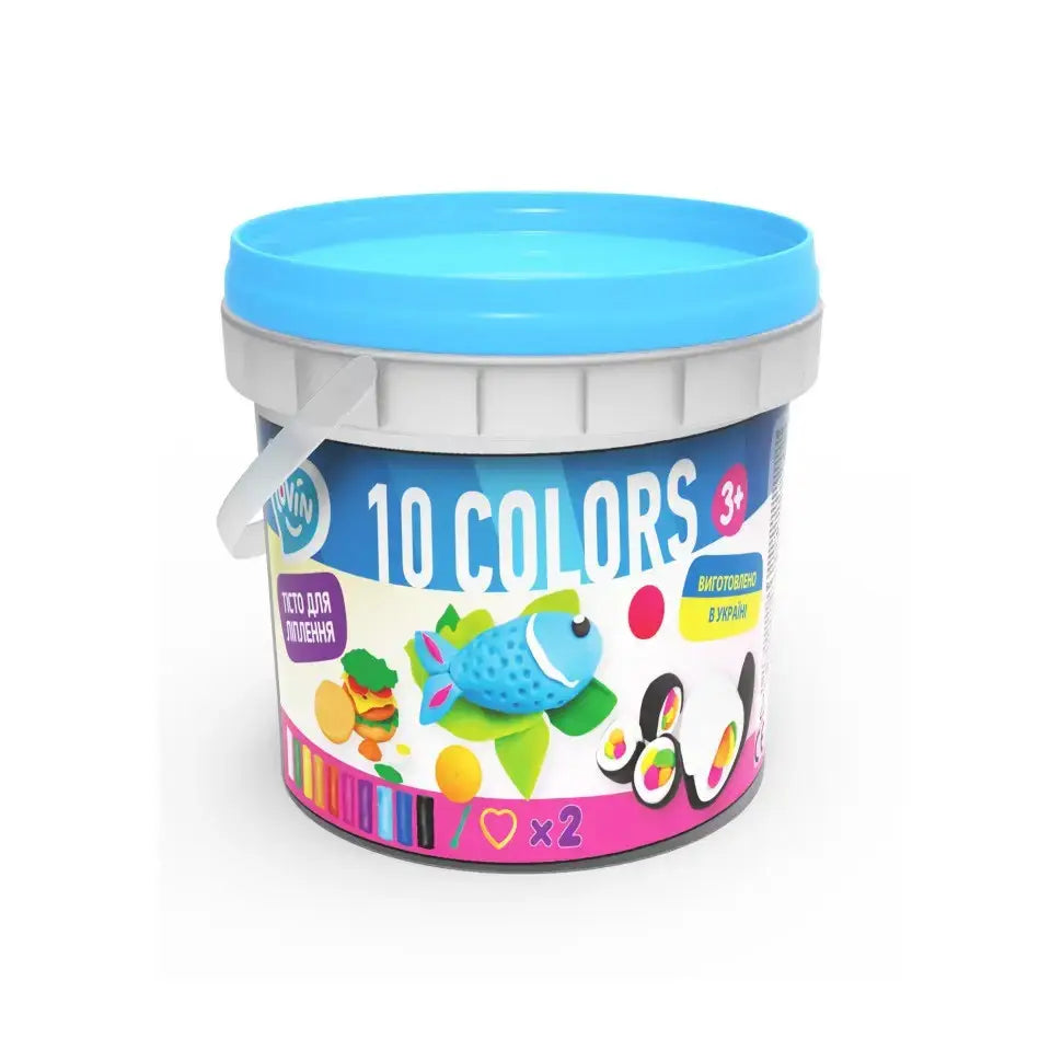 Mini balde de plasticina 10 cores c/formas