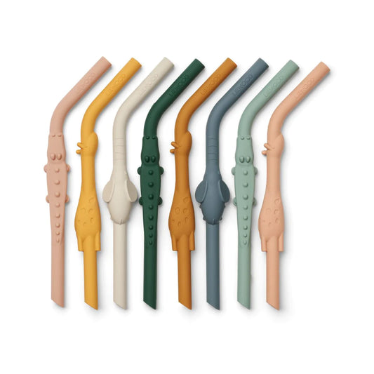 Palhinha em Silicone - animal straws Yellow mix