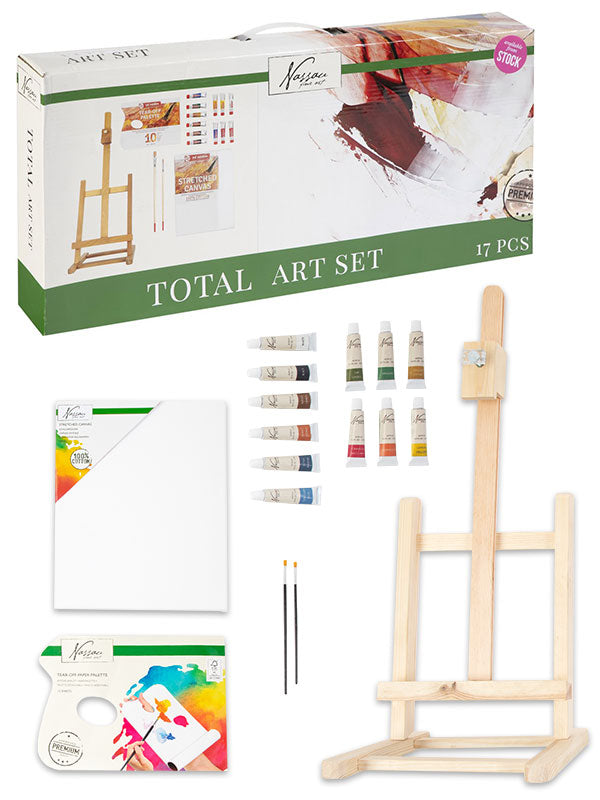 Conjunto de pintura com cavalete de mesa - 17 peças