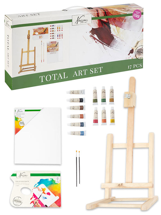 Conjunto de pintura com cavalete de mesa - 17 peças