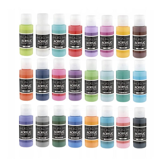 Conjunto de Tintas Acrílicas 24 Cores + 12 Pincéis