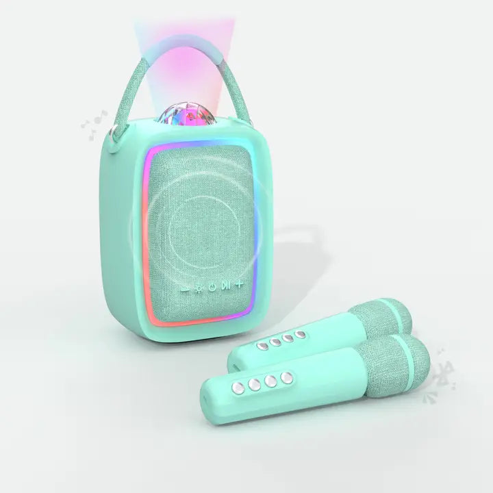 Coluna de Karaoké para Crianças com 2 Microfones e Luz