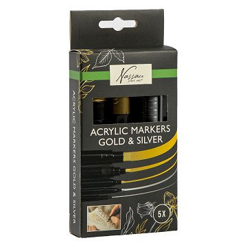 Conjunto de Marcadores Acrílicos Dourado e Prateado 5 pçs