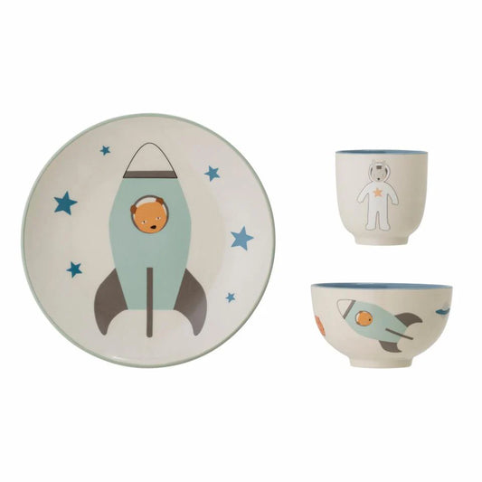 Set de Refeição Infantil em Cerâmica  Space Blue