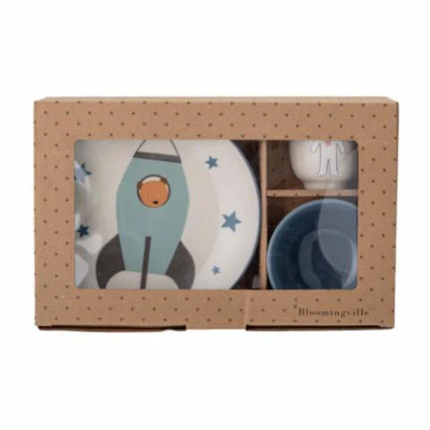 Set de Refeição Infantil em Cerâmica  Space Blue