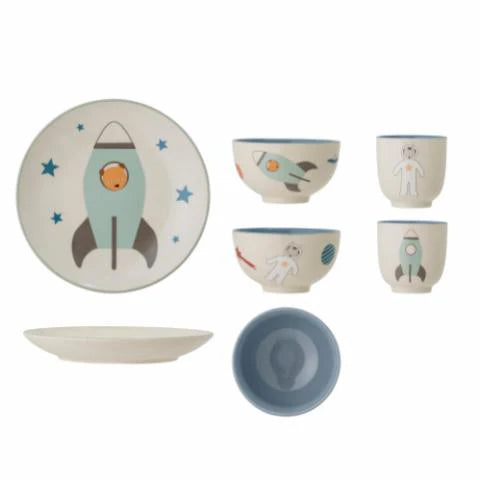 Set de Refeição Infantil em Cerâmica  Space Blue