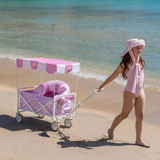 Carrinho Dobrável Infantil Com Guarda-Sol e Rodas