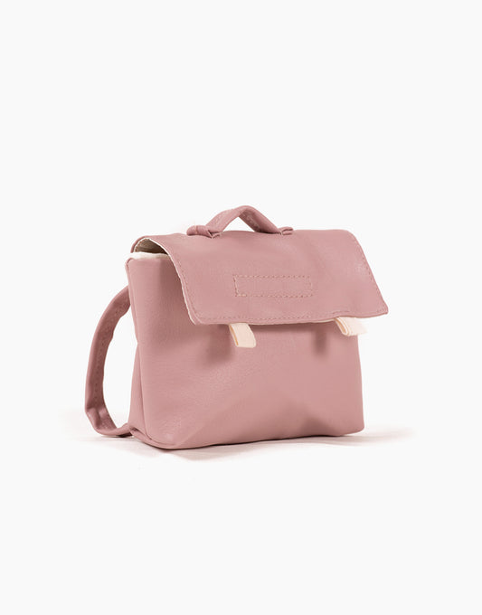 Bolsa vintage couro rosa p/boneca