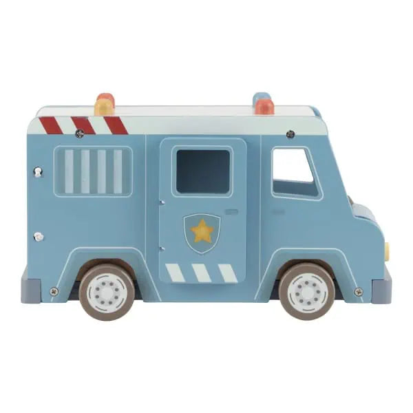 Carro de polícia em madeira – Azul