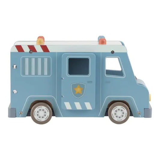 Carro de polícia em madeira – Azul