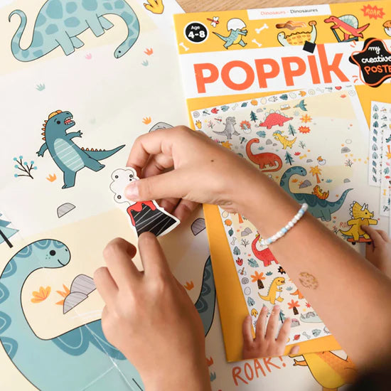 Póster poppik creativo + pegatinas - Dinosaurios