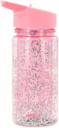 Botella de Plástico - Estrellas Glitter Rosa 