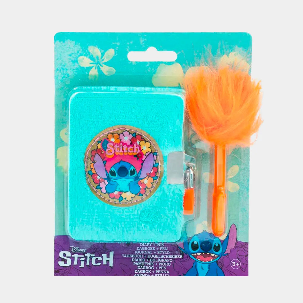 Lilo & Stitch - diário + caneta c/pompom