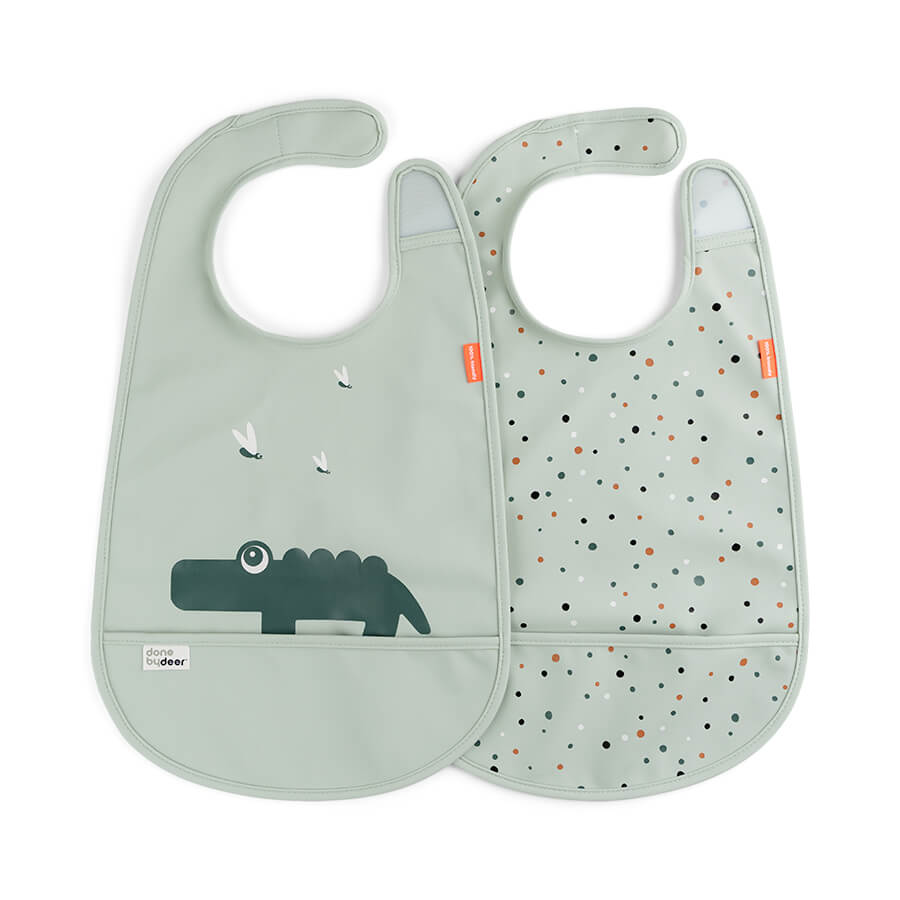 Pack de 2 baberos con velcro Croco verde 