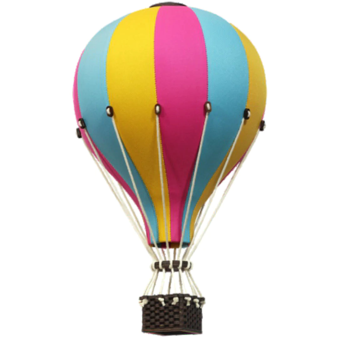 Globo aerostático decorativo M - Rosa, Azul y Amarillo