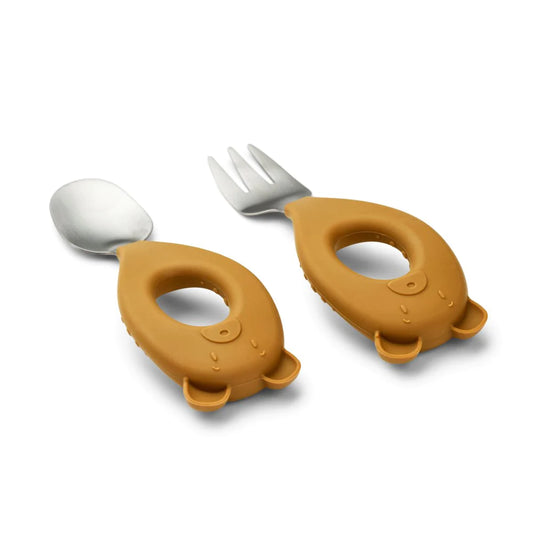 Stanley baby cutlery set Mr bear - Golden caramel