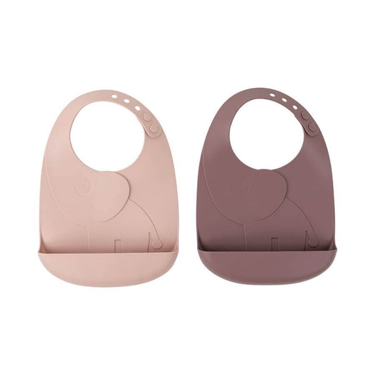 Pack de 2 baberos de silicona - Elefante rosa