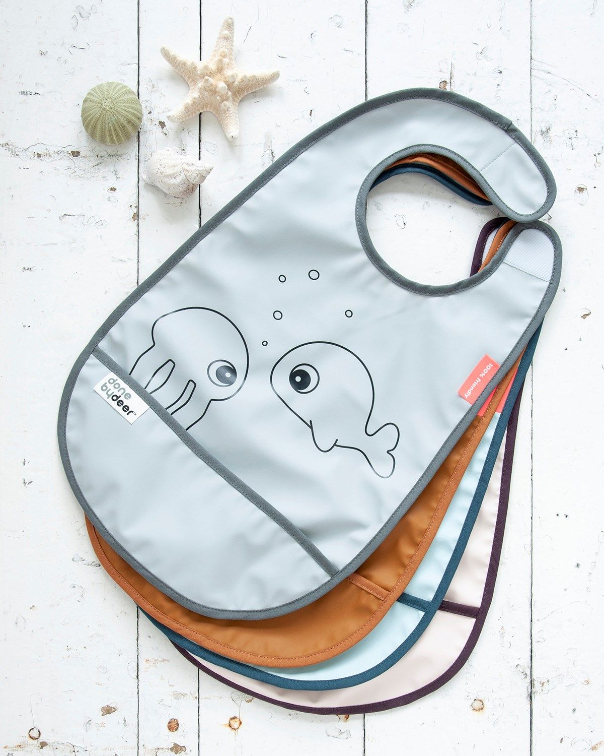 Babero con Velcro Sea Friends - Gris 