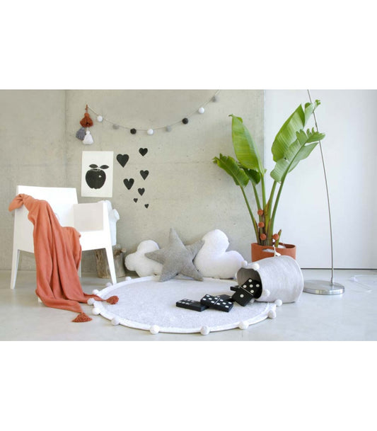 Tapete Cinzento pompons