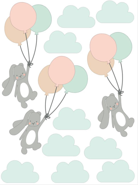 Wallstickers coelhos e balões