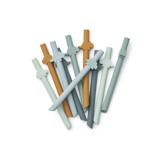 Pack de 10 Palhinhas - Dinossauro Mix Menta/Azul