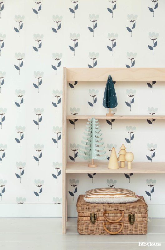 Papel de Parede Retro - Flores Azuis