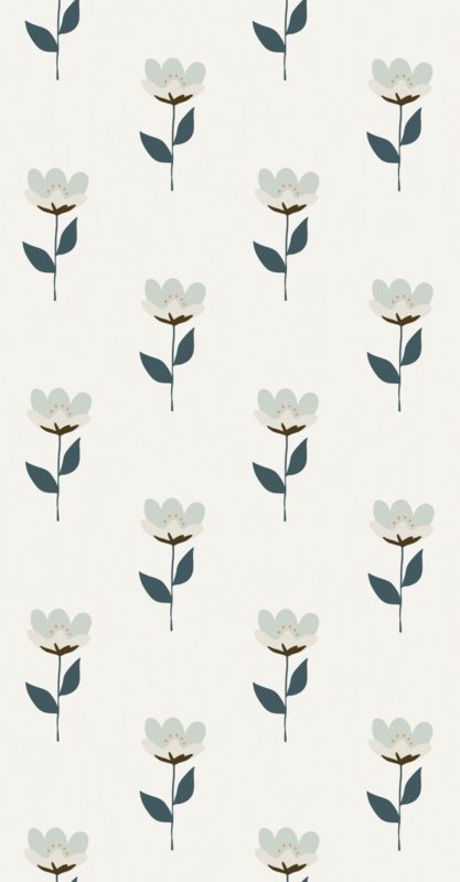 Papel de Parede Retro - Flores Azuis