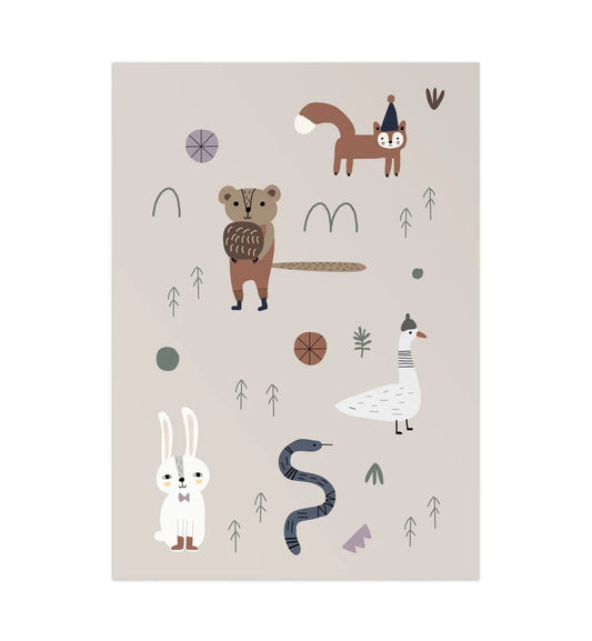 Forest Bunch Art Print - Creme A3