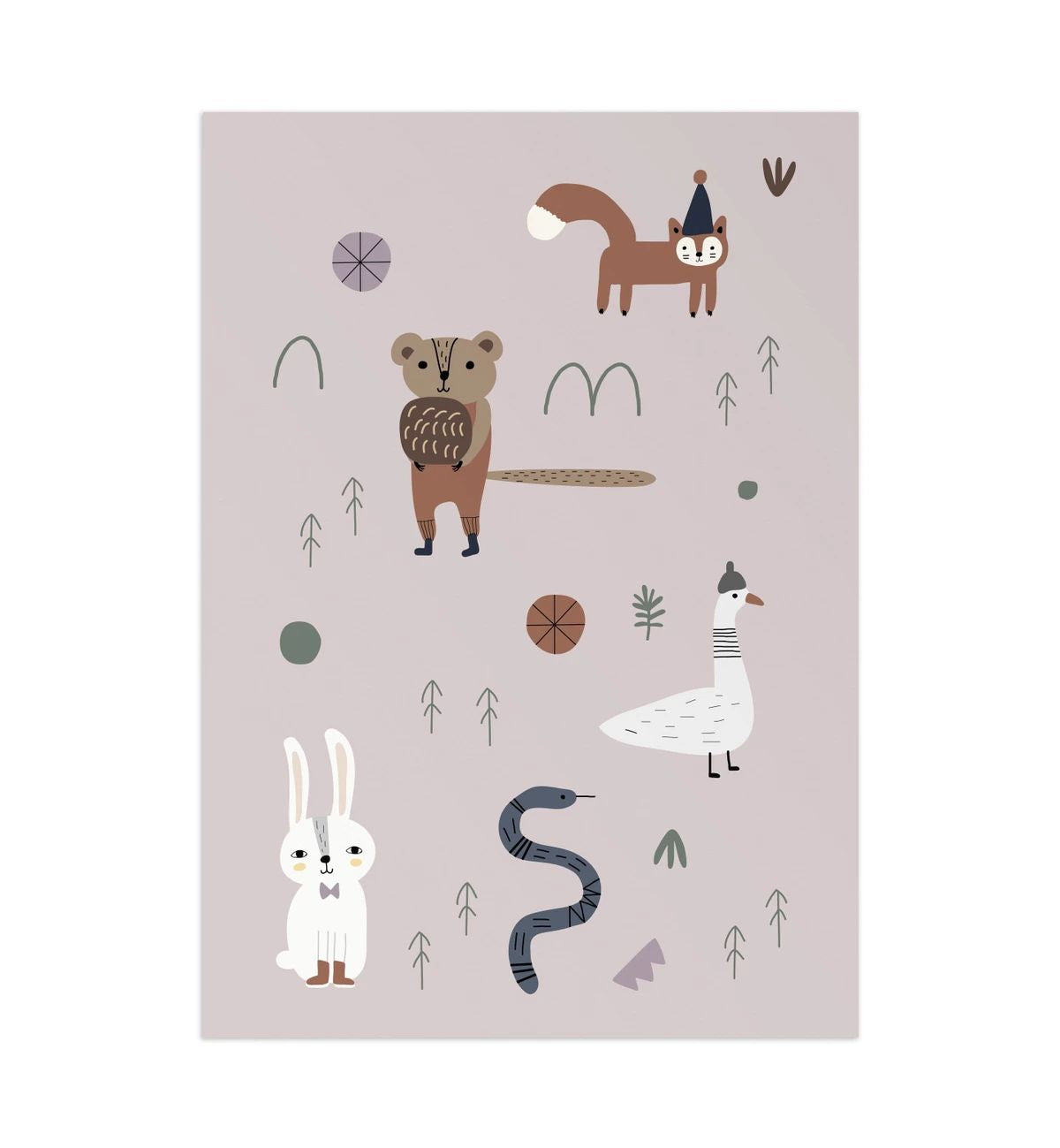 Forest Bunch Art Print - Lilás A3