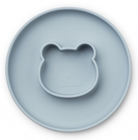 Prato silicone com divisória Gordon -  Urso azul