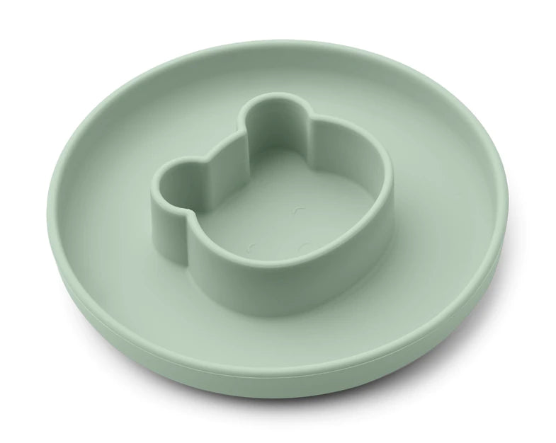 Plato de silicona Gordon con divisor - oso menta