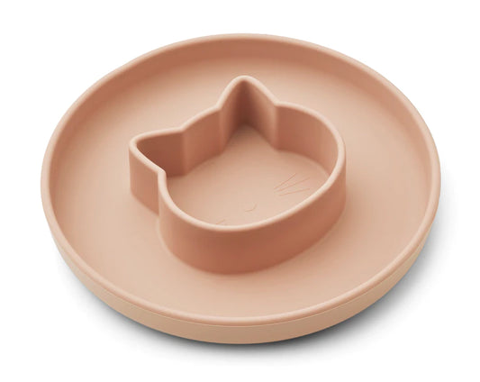 Plato de silicona Gordon con divisor - Gato rosa claro