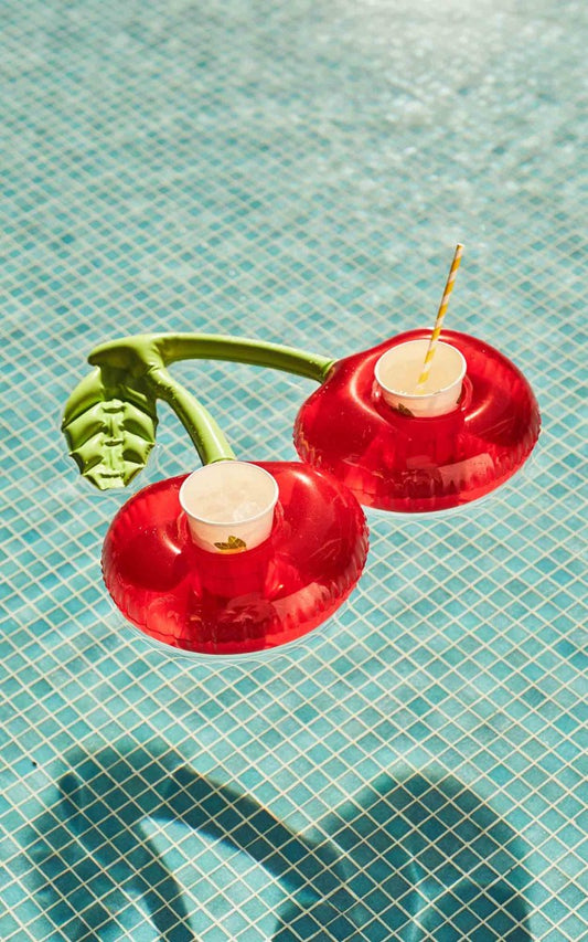 Suporte de bebida inflável cereja