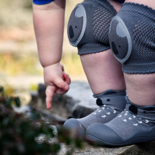 Pack de Sapatos de tricot de algodão e de joelheiras para bebé - Koala