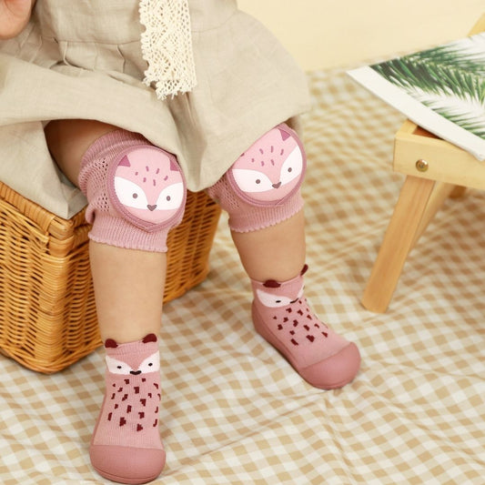Pack de Sapatos de tricot de algodão e de joelheiras para bebé - Raposa