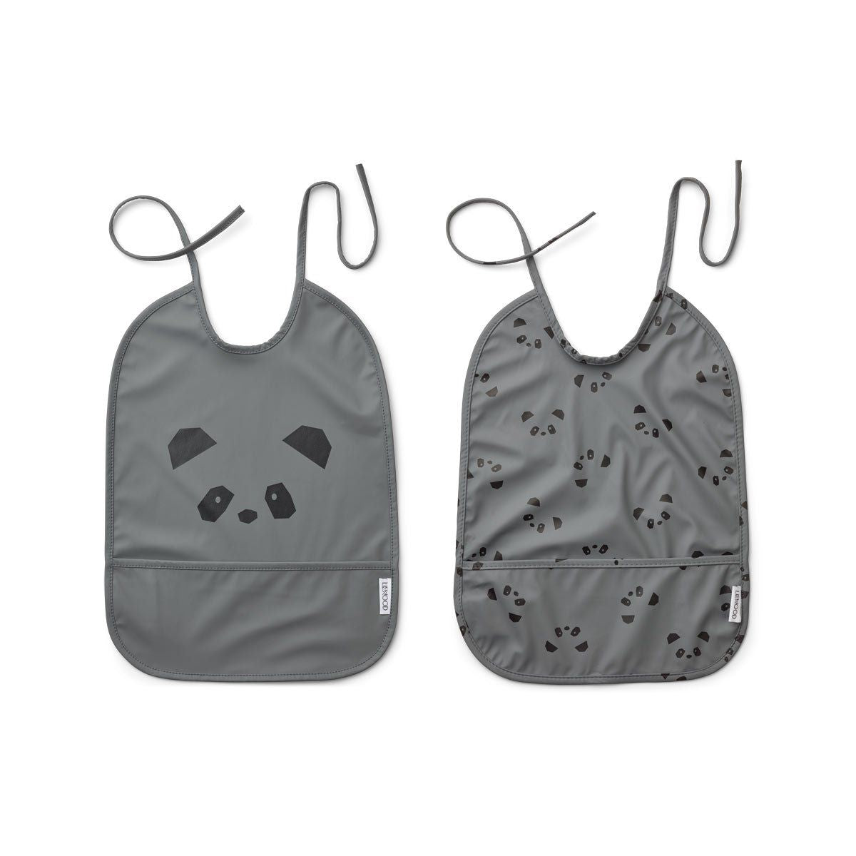 Pack de 2 baberos Lai - Panda Gris Piedra