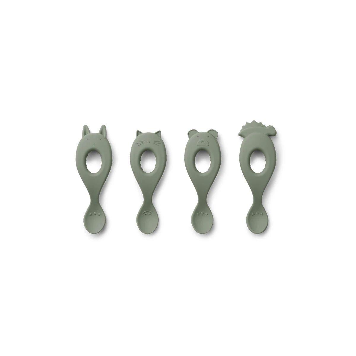 Pacote de 4 colheres de silicone Liva - verde faune
