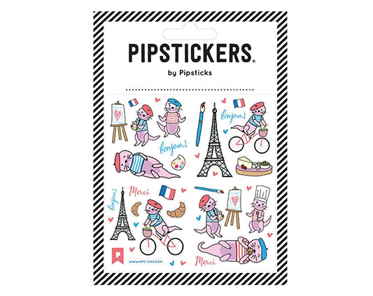 Pegatinas - Un día de nutria en París 10,2 x 10,2 cm