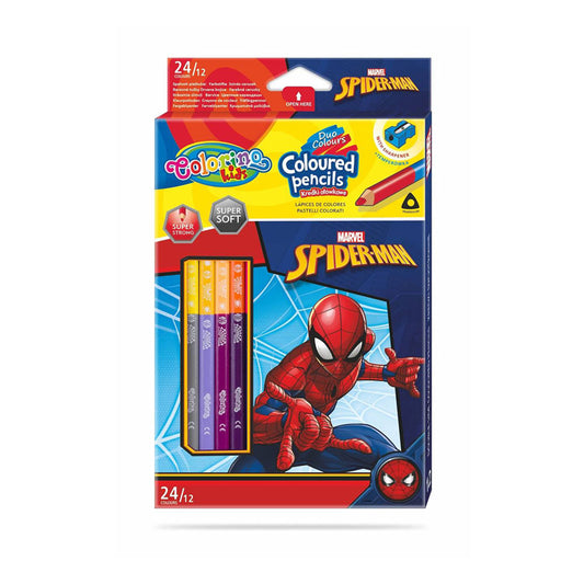 Caixa 12 Lápis de Cor Dupla Face - Spiderman