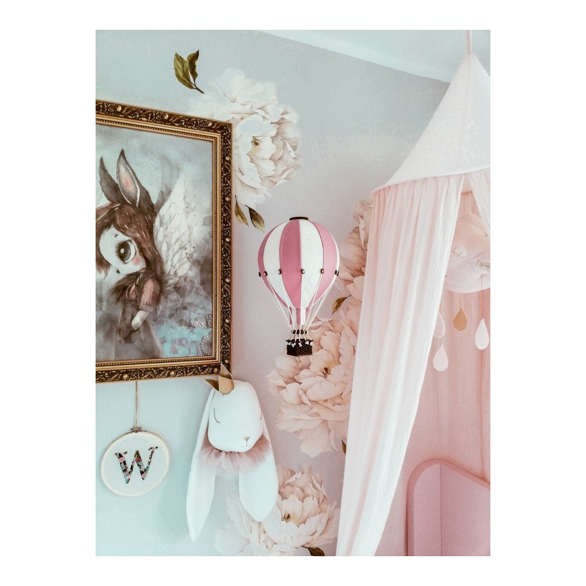 Balão de ar decorativo L - Branco e Rosa