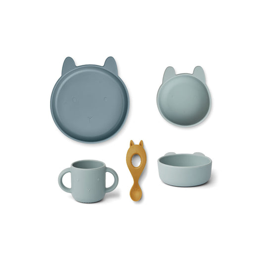 Set de comida de silicona Vivi - Mezcla de conejo azul