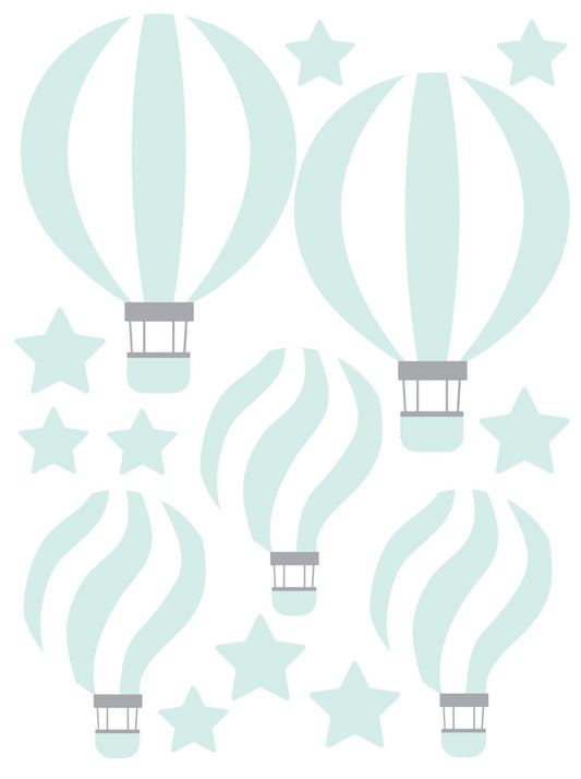 Wallstickers balões de ar listrados - hortelã e branco