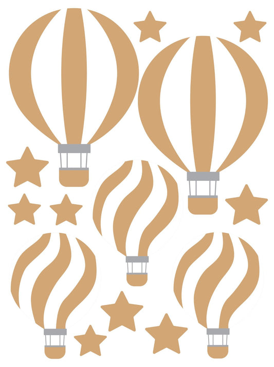 Wallstickers balões de ar listrados - mostarda e branco