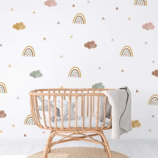 Wallstickers Arco-íris e nuvens aguarela mix